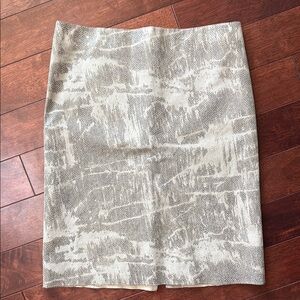 Theory Grey 100% Leather Python Snake Print Lined Pencil Skirt 6